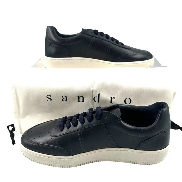 SANDRO MAGIC BLACK PERFORATED TOE SIX EYELET LOW TOP  display picture 3